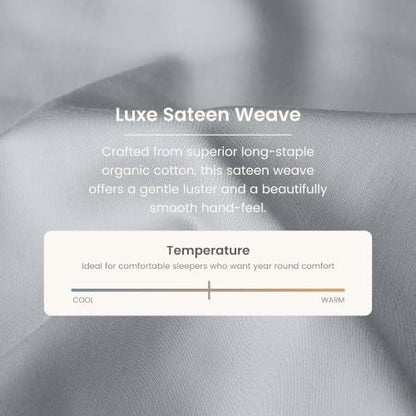BIOWEAVES 100% Organic Cotton Sheets, 300 Thread Count 4-Piece GOTS Certified Bed Sheet Set Fits Mattress Upto 17" Deep Pocket, Soft & Silky Sateen Weave (California King, Glacier Gray)