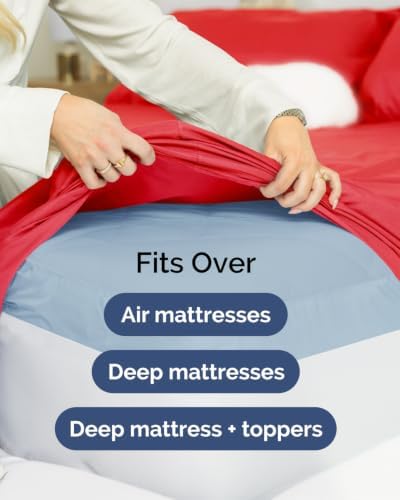CGK Linens 2 Pack Extra Deep Cal King Fitted Sheets - Red