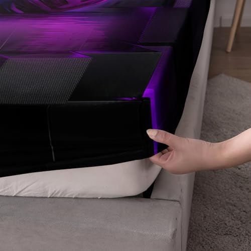 HOSIMA Boys Neon Truck Fitted Sheet Full,1 Fitted Sheet+2 Pillowcases.
