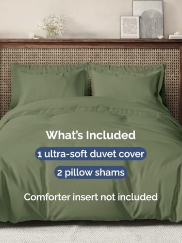Duvet Cover Cal King Size - 3 Piece with Zipper Closure - Sage Green