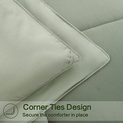EASELAND Oversized King Down Alternative Comforter, Sage Green, 98x116