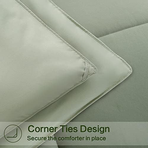 EASELAND California King Down Alternative Comforter, Sage Green, 96x104