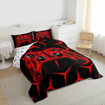 Feelyou Gamer Bedding Set Gamepad Comforter Set for Kids Boys Girls Teens