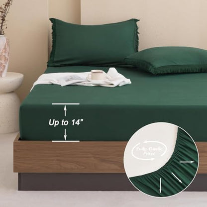 Andency Oversized Queen Comforter Set, 7 Pieces Emerald Green Bedding