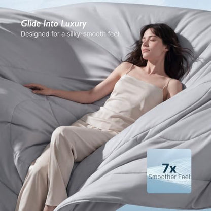 Breescape Cooling Comforter Blanket - BlendTek Q-Max>0.46 Tech, Cooling Blanket for Hot Sleepers & Night Sweats Relief, Breathable Lightweight Summer Bedding, Throw 52x72 Inches, Misty Gray