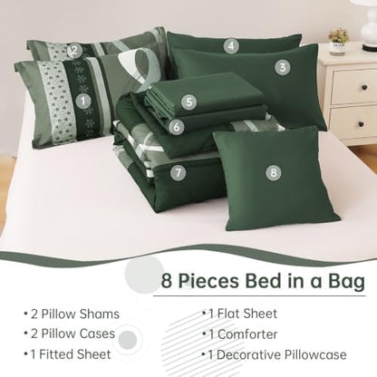 Anibedding Striped Comforter Set King Size,8 Pieces Patchwork Bed in a Bag