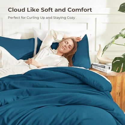 Litanika Teal Super King Plus Comforter Set, 3 Pcs Solid Bedding Set