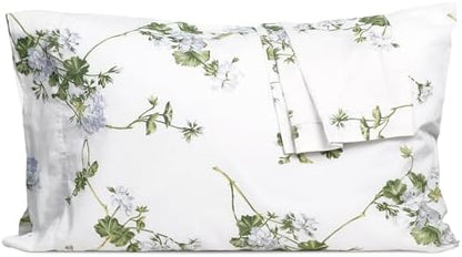 Pillow Cases King Size 100% Cotton Percale Set of 2, White Jasmine