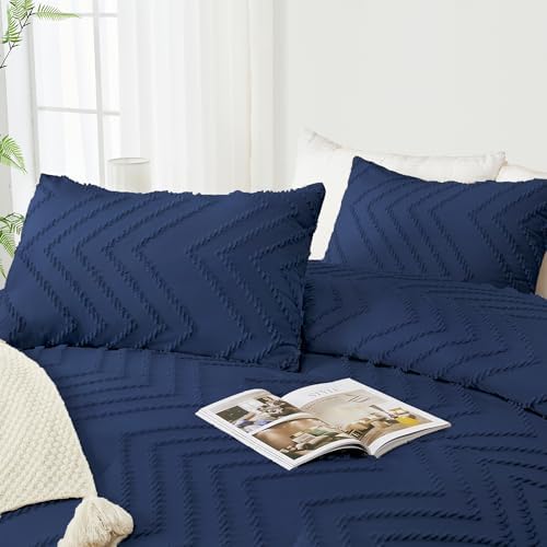 Andency Navy Blue Oversized King Comforter Set 120x98 Extra Large