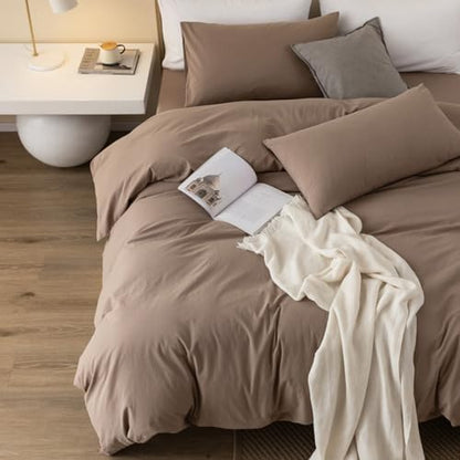 JIYUAN Oversized King Washed Cotton Duvet Cover Set, Relaxed Linen Feel
