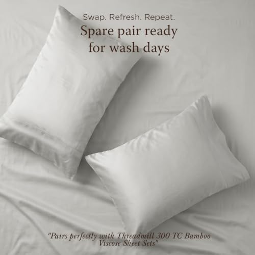 Threadmill Viscose Made from Bamboo Standard Pillowcases,Sateen, Light Grey