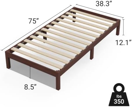 LIFEMENT Twin Bed Frame Classic Wood Platform, Noise Free, Under Bed Storage, No Box Spring Needed, Easy Assembly, Espresso