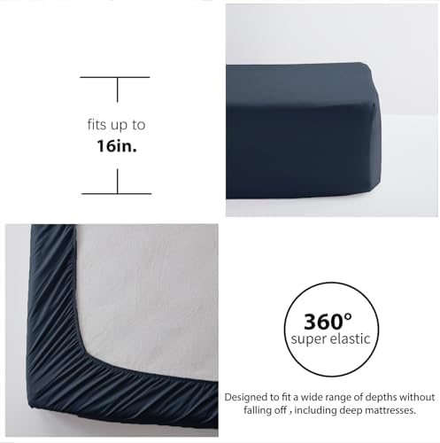 Full Size Comforter Sets 7 Piece, Navy Blue Bed in a Bag Full Bedding Set
