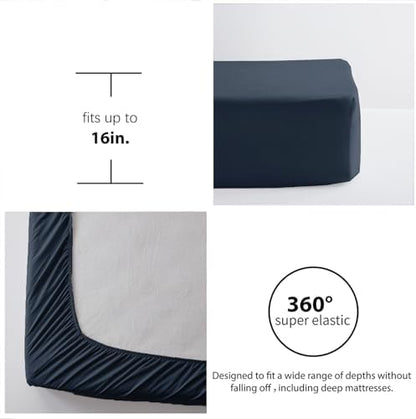 Full Size Comforter Sets 7 Piece, Navy Blue Bed in a Bag Full Bedding Set
