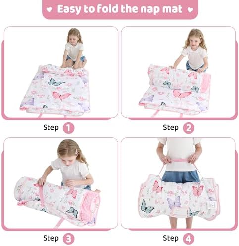 Lasoftan Toddler Nap Mat with Pillow and Blanket, Extra Large Rolled Napping Mats,Slumber Bags for Boys Girls,Kids Sleeping Bag for Daycare, Preschool Travel Camping
