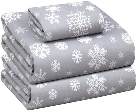 RUVANTI Flannel Sheets Set Twin XL Size, Snowflakes