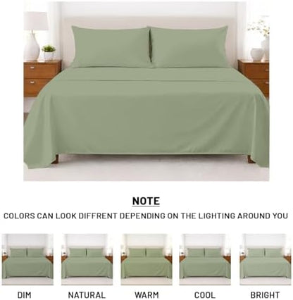 SGI bedding 100% Egyptian Cotton Sheets Full XL Size – Cooling Sheets, Soft Breathable Moss Bedding, Luxury Bedding, Luxury Hotel Sheet Set, Deep Pocket 16", 4 Piece Set