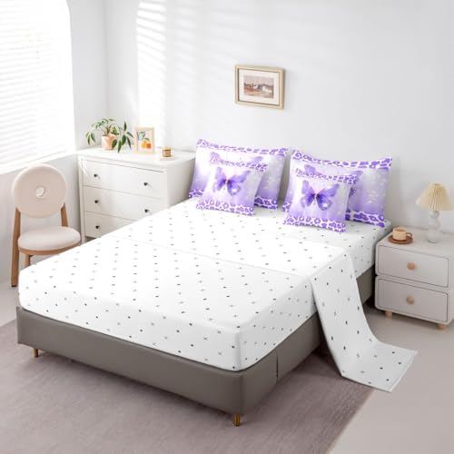 Feelyou Cute Butterfly Twin Comforter Set with Sheets for Kids Boys Girls