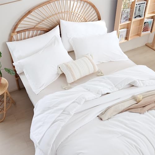 weigelia White Full Comforter Set with Sheets - 7 Pieces Bed in a Bag Full