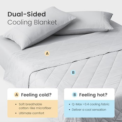 Cozy Bliss Cooling Blanket for Hot Sleepers Queen Size, Q-Max 0.45 Cooling Comfort, Cold Blankets for Night Sweats Sleeping, Ultra-Cool Lightweight Breathable Blanket for Bed, Mist Grey