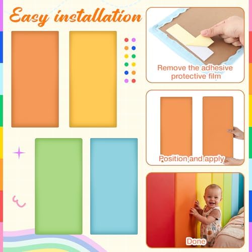 8 Pack Wall Padding Headboard 23.62" x 11.81" x 1.18" Rainbow Colors