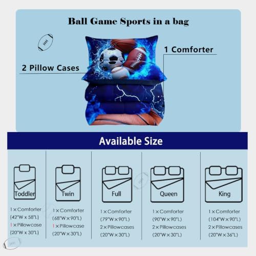 Feelyou Boys Sports Comforter Set Twin Size for Kids Boys Girls