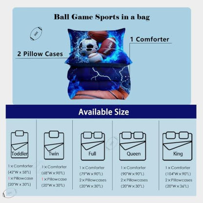 Feelyou Boys Sports Comforter Set King Size for Kids Boys Girls