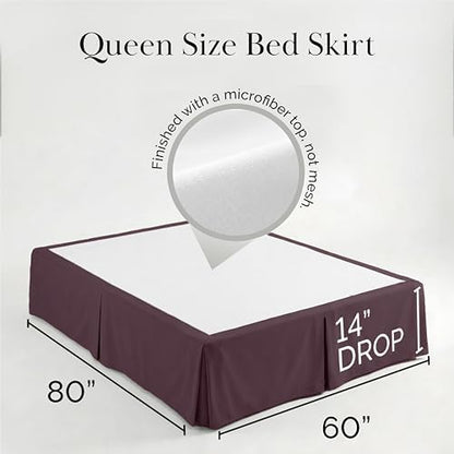 Queen Bed Skirt 14 Inch Drop Easy Care Soft Wrinkle & Fade Resistant Purple