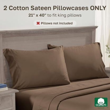 California Design Den 600 TC Set of 2 King Pillow Case, Mocha