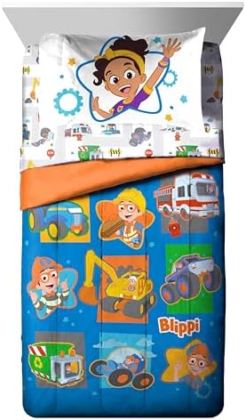 Blippi Full Comforter Set 7 Piece Kids Toddler Bedding for Boys, Blue