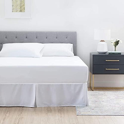 Premium Quality 800-TC Box Pleated 39x75 Twin Size Bed Skirt 14" Inch Drop Length with Split Corners 100% Egyptian Cotton Easy Fit Wrinkle Free & Fade Resistance