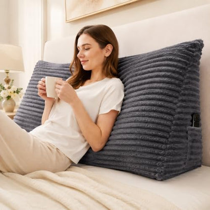 Headboard Pillow Twin, Headboard Wedge Pillow, Dark Grey