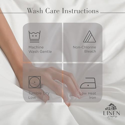 Linen Home Full Size 100% Cotton Percale Sheets, 4 Pc Cooling Set Charcoal