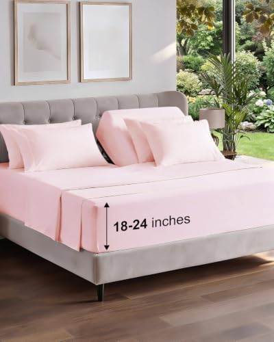 Extra Deep Flex Top Split Head King Sheet Set - 6pc Bed Sheets - Lavender