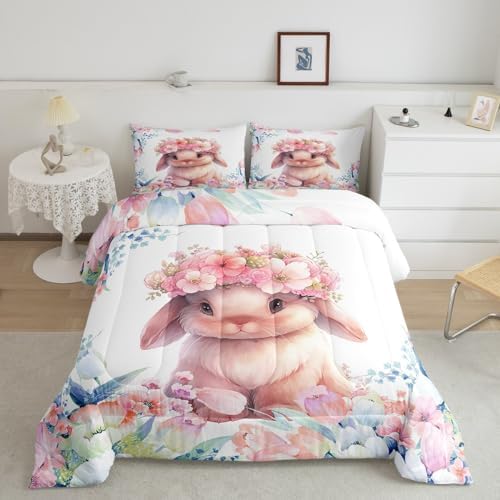 Feelyou Cute Rabbit Comforter Set King Size Boys Girls Teens