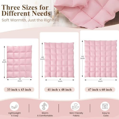 Baby/Toddler/Travel/Crib Goose Down Comforter Duvet/Blanket Multifunctional,100% Organic Cotton & Washable Unisex Kids,All Season,Pink 33x43inchs