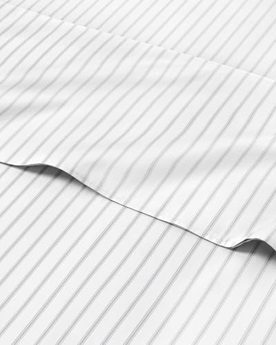 King 4 Piece Striped Sheet Set - Soft, Breathable & Cooling - Misty Stripes