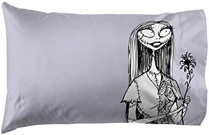 Jay Franco Kids Sheet Set with Fitted, Flat Sheets & Pillow Cover - Ultra-Soft Bedding with Pillowcase for Room Decor, White - Nightmare Before Christmas, 3 Piece Twin