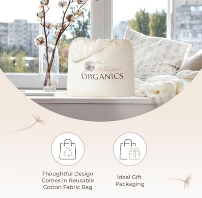 Whisper Organics 100% Cotton Organic Quilted Mattress Pad Protector