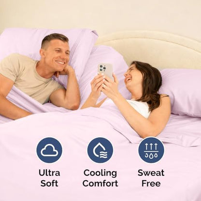 Flex Top Split Head King 4 Piece Sheet Set - Soft & Breathable - Light Pink