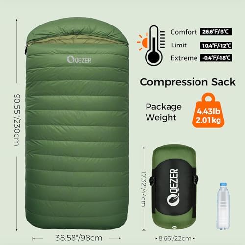 XL Down Sleeping Bag for Adults, 600 Fill Power Backpacking