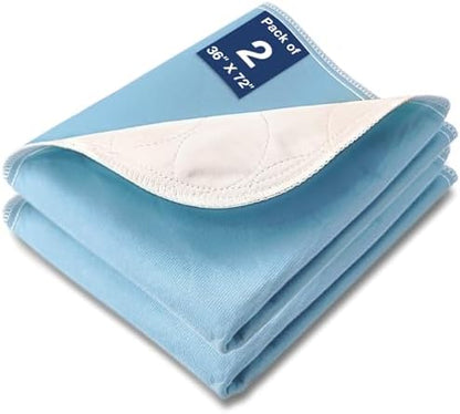 Washable Waterproof Extra Large Bed Pads, 72" x 36" (2 Pack) Incontinence Bed Pads, Waterproof Mattress Protector & Washable Pee Pads, Perfect for Adults, The Elderly and Pets