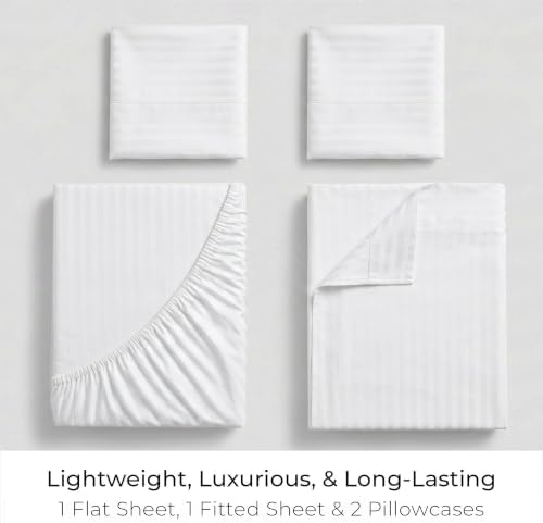 Mellanni Iconic 4-Piece, Ultra Soft Sheet Set (Full, Striped White)