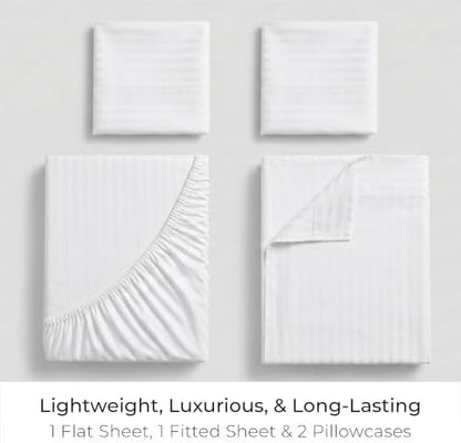 Mellanni Iconic 4-Piece, Ultra Soft Sheet Set (King, Striped White)