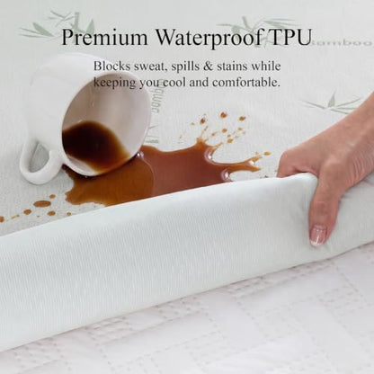 Waterproof King Size Mattress Protector, Bamboo Viscose Mattress Pad