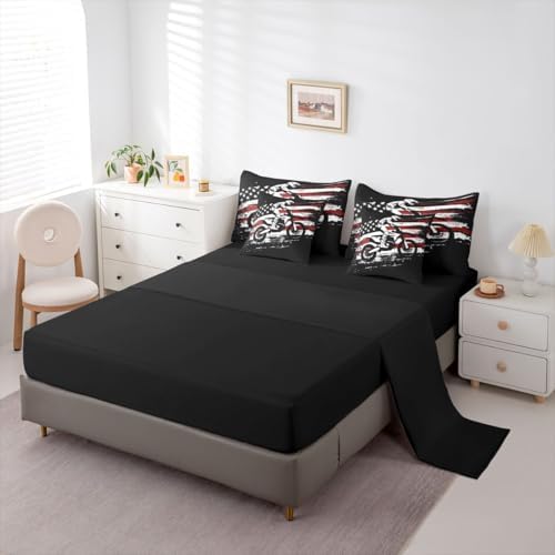 Feelyou Dirt Bike Comforter Set with Sheets 7 Piece King Size Splatter Print Bedding Set for Kids Boys Girls Off-Road Racing Bed in a Bag Outdoor Sports Room Decor Motocross Rider Soft Lightweight