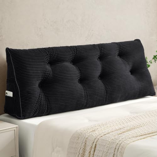 Sasttie Headboard Pillow Queen, Bed Wedge Pillow Headboard, Black