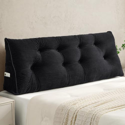 Sasttie Headboard Pillow Queen, Bed Wedge Pillow Headboard, Black