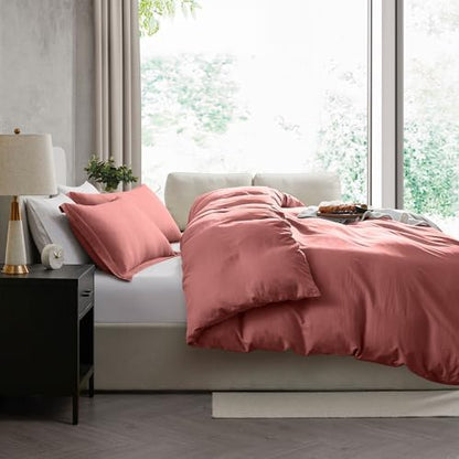 Hearth & Harbor Prewashed King Duvet Cover Set, Pink Clay