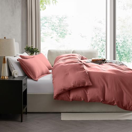 Hearth & Harbor Prewashed California King Duvet Cover Set, Pink Clay